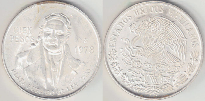 1978 Mexico silver 100 Pesos (Unc) A002647
